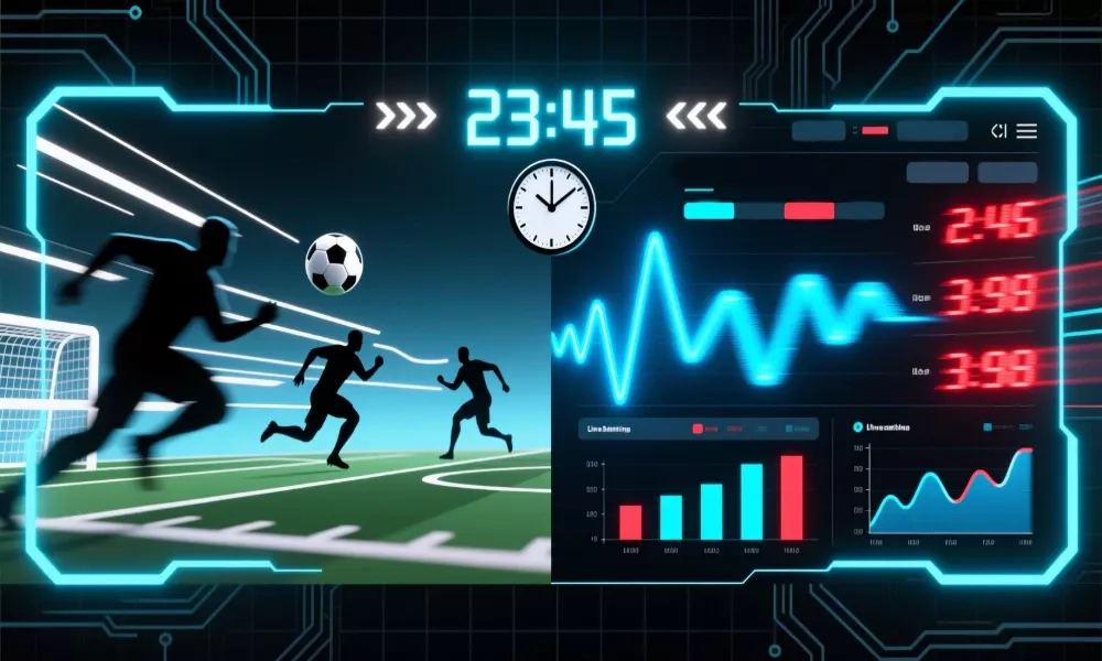 Live-Wetten Strategie für Bundesliga - Dynamische Darstellung von Echtzeit-Quoten während laufendem Fußballspiel