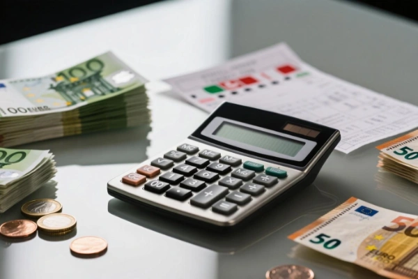 Wettrechner und Euro Geldscheine - Bankroll Management